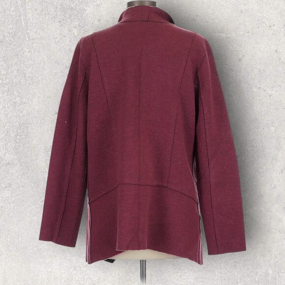 Eileen Fisher Merino Double-Knit Kimono Jacket Womens Large Burgundy Maroon - Picture 3 of 6